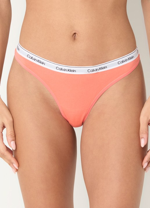 Calvin Klein Modern string met logoband - detail coral pop-yts / oranje