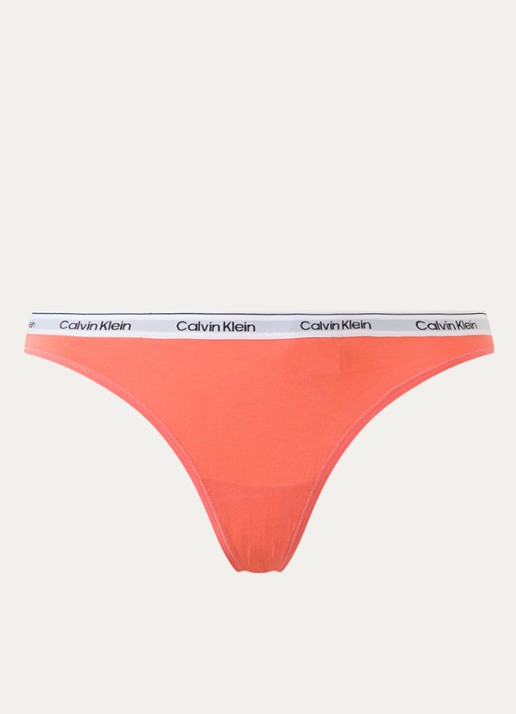 Calvin Klein Modern string met logoband - voorkant 3 coral pop-yts / oranje