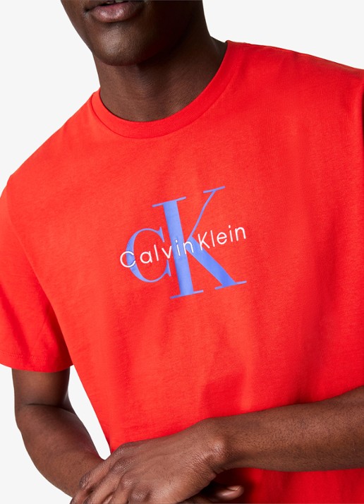 Calvin Klein Mono T-shirt met logo - detail 4 rood