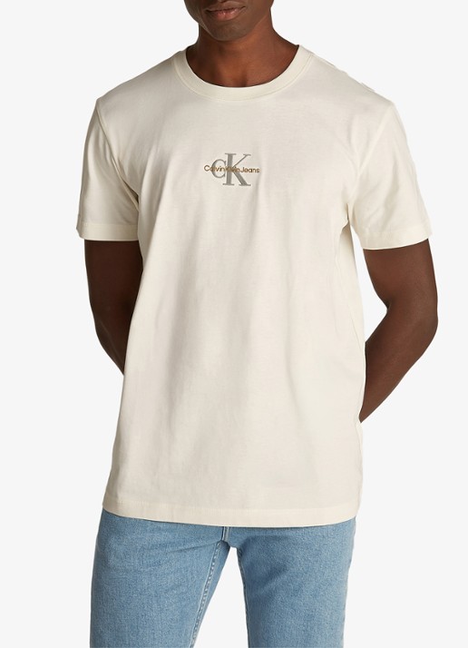 Calvin Klein MONOLOGO COTTON T-SHIRT - detail creme