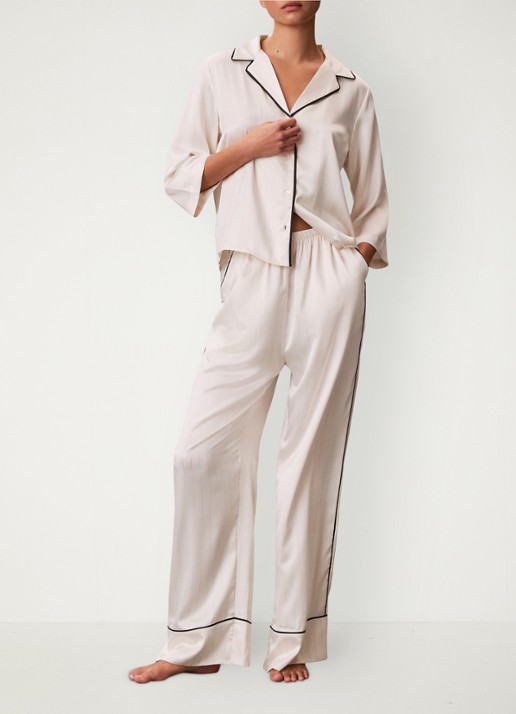 Calvin Klein Nachthemd met gestreept detail - voorkant 2 wit