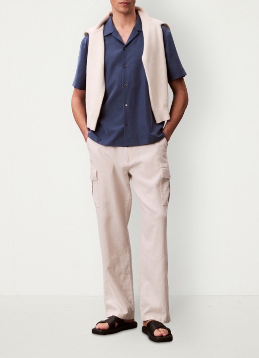 Calvin Klein Overhemd met logoborduring - voorkant 5 denim