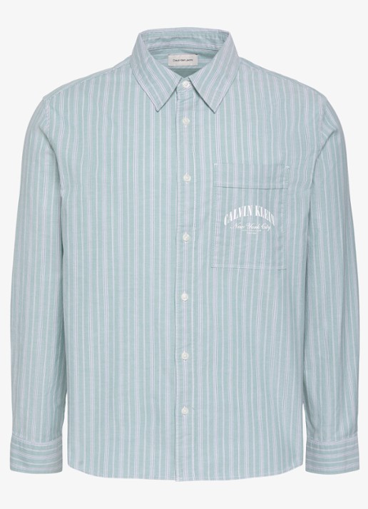 Calvin Klein Overhemd met streepprint - voorkant 4 groen