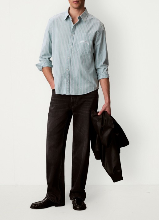 Calvin Klein Overhemd met streepprint - voorkant 5 groen