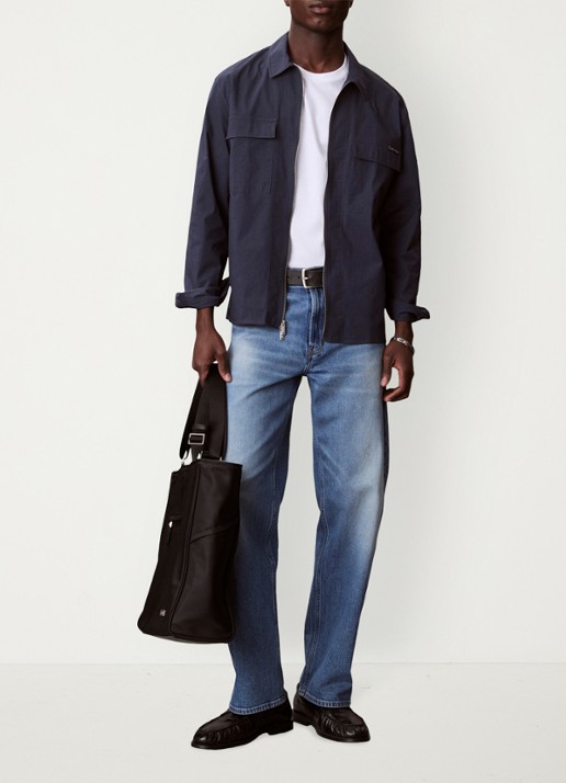 Calvin Klein Overshirt met borstzakken - voorkant 2 donkerblauw