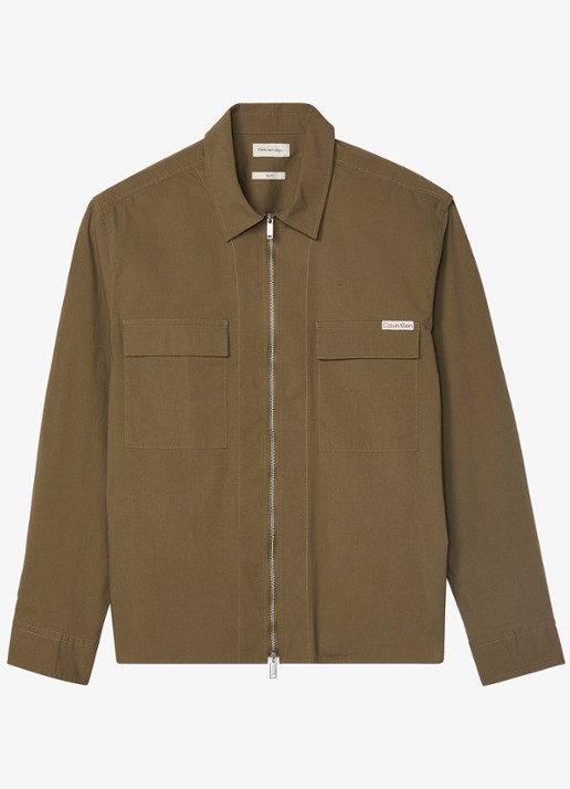 Calvin Klein Overshirt met borstzakken - voorkant 2 bruin