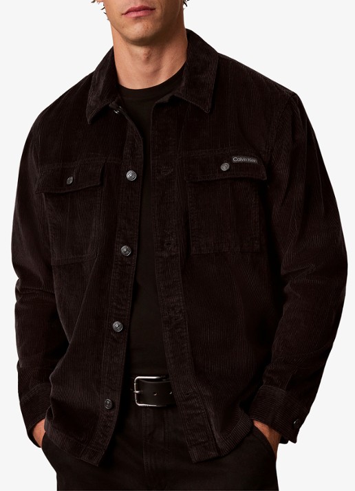 Calvin Klein Overshirt van corduroy met borstzakken - detail 3 zwart