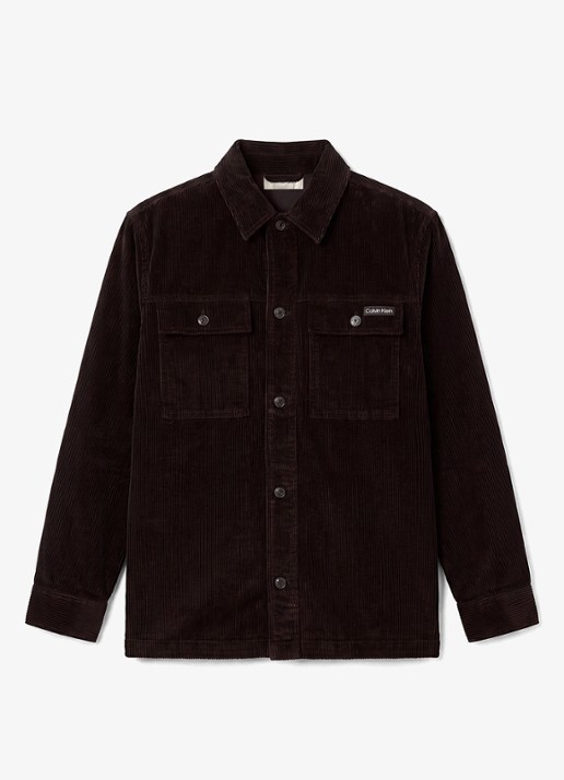 Calvin Klein Overshirt van corduroy met borstzakken - voorkant 6 zwart