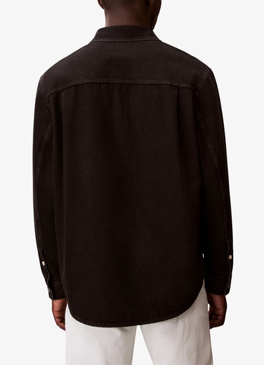 Calvin Klein Overshirt van denim met borstzakken - achterkant 3 zwart