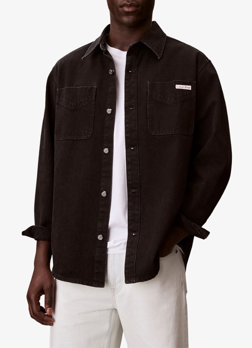 Calvin Klein Overshirt van denim met borstzakken
