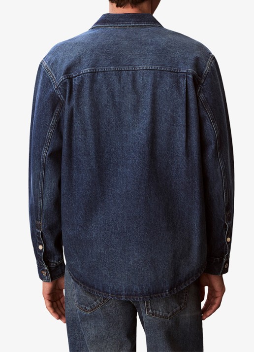 Calvin Klein Overshirt van denim met borstzakken - achterkant indigo