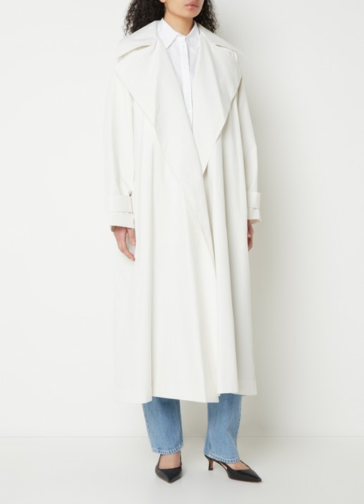 Calvin Klein Oversized trenchcoat met steekzakken - voorkant 4 gebroken wit