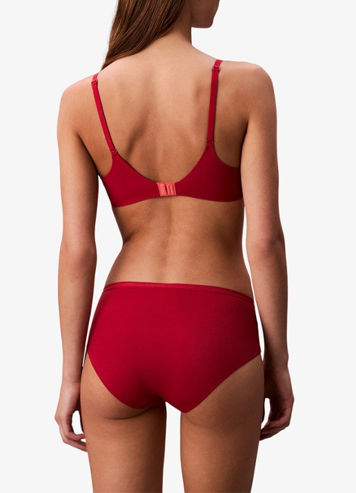 Calvin Klein Perfectly Fit beugelloze plunge T-shirt bh - achterkant red stamp-yub / rood