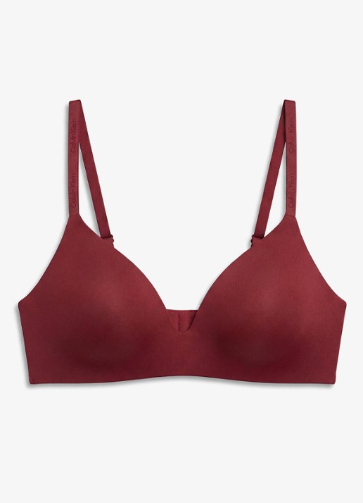 Calvin Klein Perfectly Fit beugelloze plunge T-shirt bh - voorkant 5 established red-4gj
