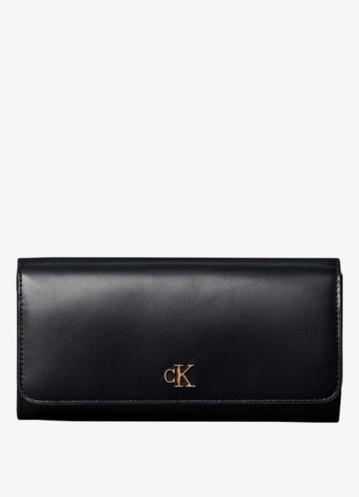 Calvin Klein Portemonnee van leer met logo - voorkant zwart
