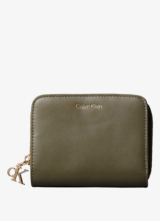 Calvin Klein Portemonnee van leer - voorkant olijfgroen