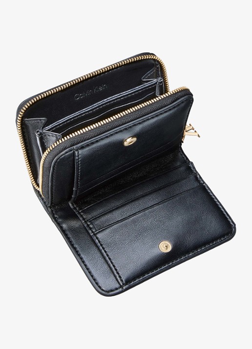 Calvin Klein Portemonnee van leer - detail zwart