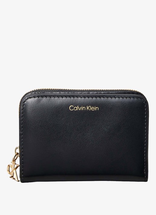 Calvin Klein Portemonnee van leer - voorkant 3 zwart