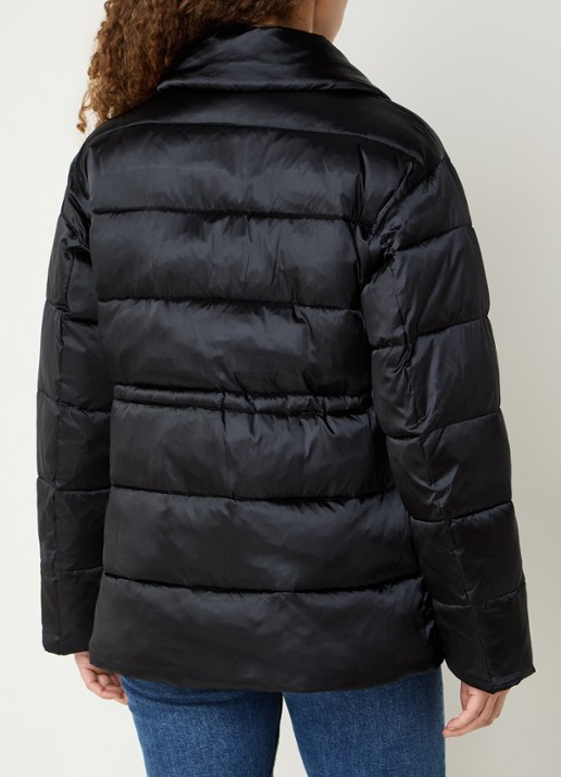 Calvin Klein Puffer jack van satijn met ritszakken - achterkant zwart