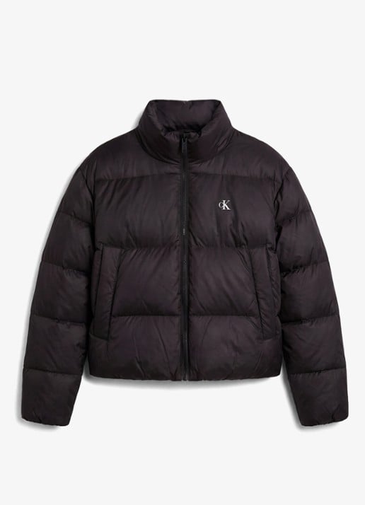 Calvin Klein Puffer jas met logo - voorkant zwart
