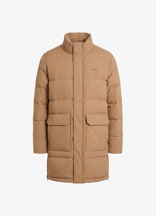 Calvin Klein Puffer jas met logo - voorkant 6 zand