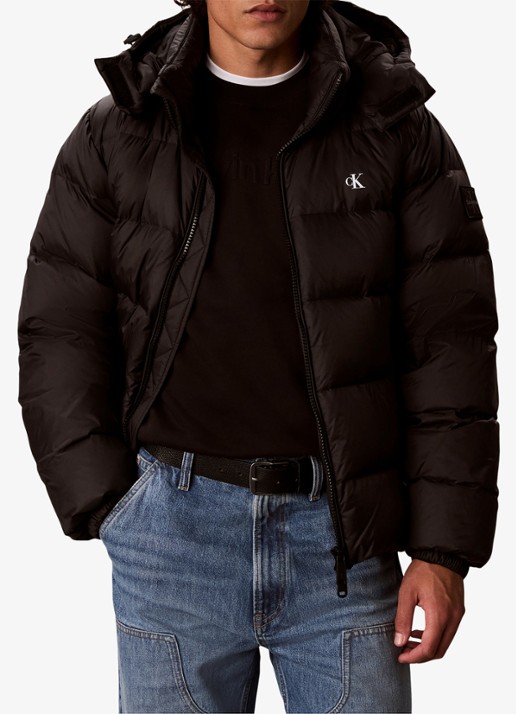 Calvin Klein Puffer jas met logo - detail zwart