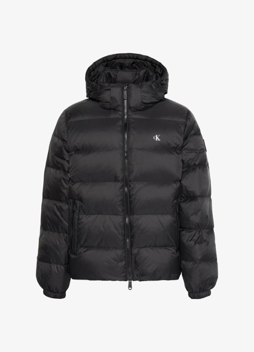 Calvin Klein Puffer jas met logo - voorkant 6 zwart