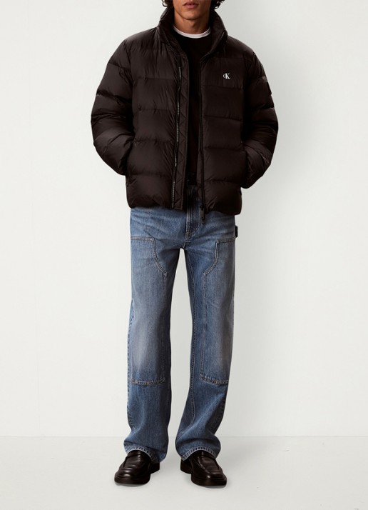 Calvin Klein Puffer jas met logo - voorkant 7 zwart
