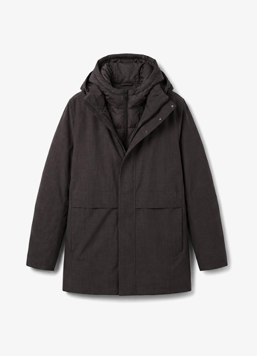 Calvin Klein Puffer jas met uitneembare voering - voorkant bruin