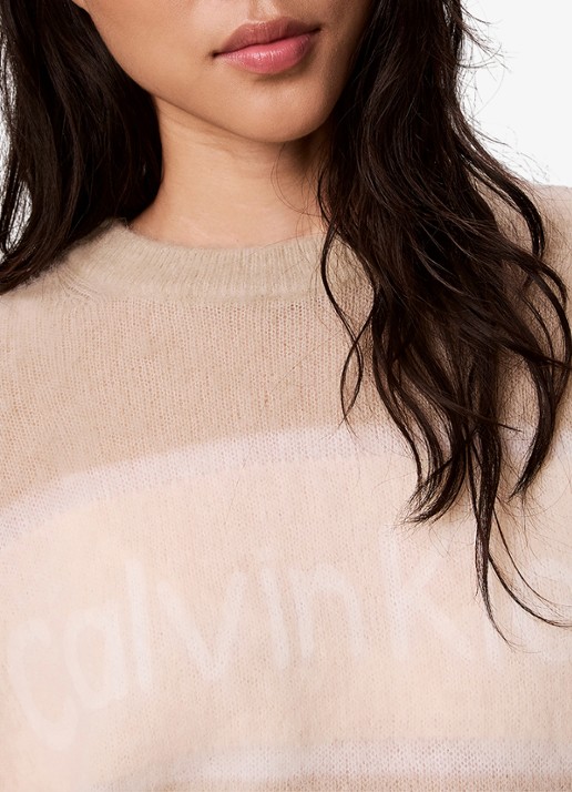 Calvin Klein Pullover in alpaca wolblend met strreepprint - detail 3 rood