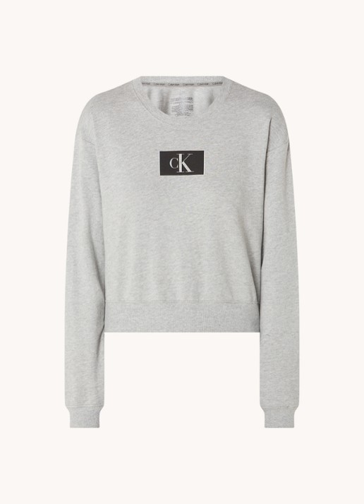 Calvin Klein Pyjama sweatshirt met logo - voorkant grijsmele