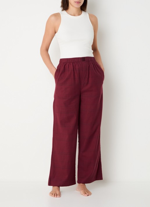 Calvin Klein Pyjamabroek met ruitdessin - voorkant 3 donkerrood