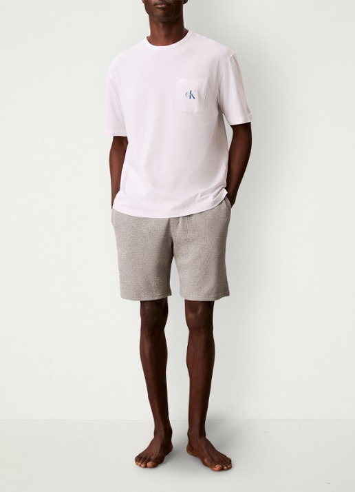 Calvin Klein Pyjamashirt met logo - voorkant 5 wit