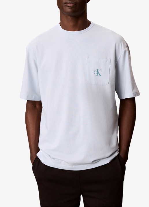 Calvin Klein Pyjamashirt met logo - detail 4 blauw