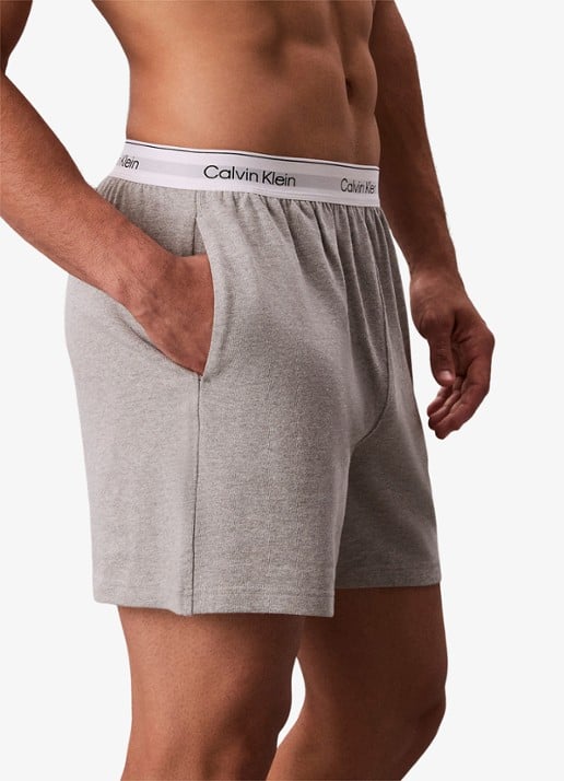 Calvin Klein Pyjamashorts met logoband - detail 4 lichtgrijs