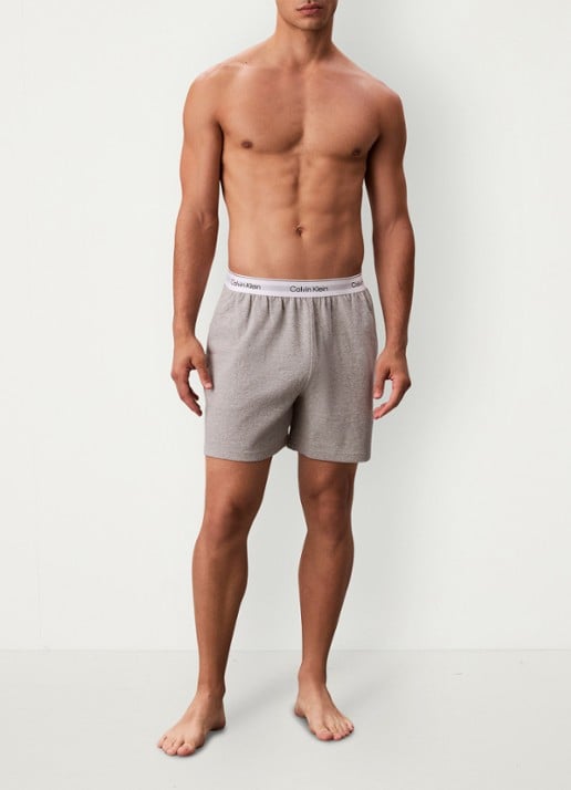 Calvin Klein Pyjamashorts met logoband - voorkant 9 lichtgrijs