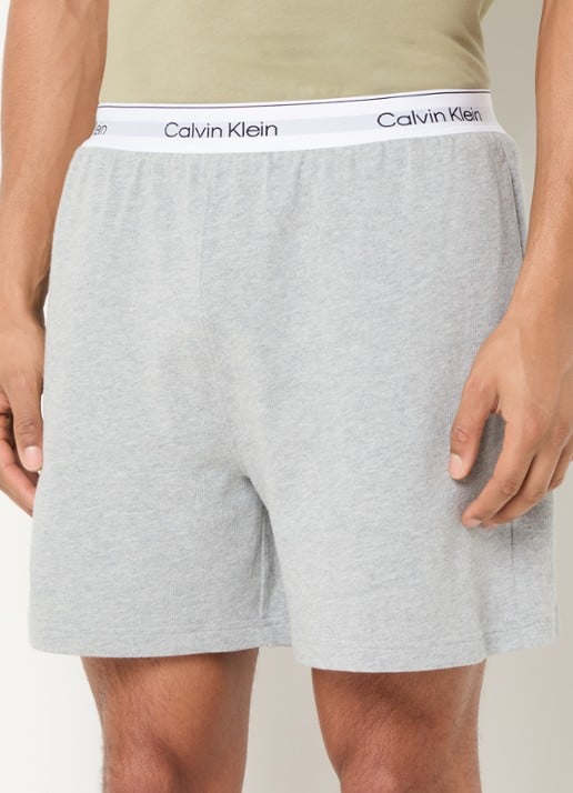 Calvin Klein Pyjamashorts met logoband - detail 5 lichtgrijs