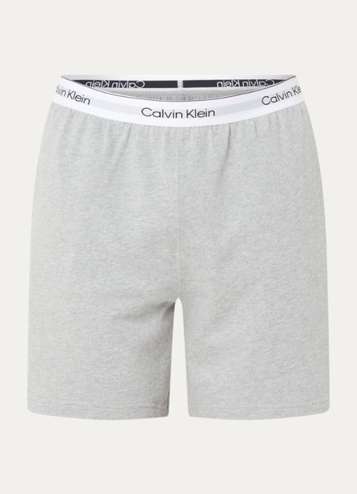 Calvin Klein Pyjamashorts met logoband - voorkant 10 lichtgrijs
