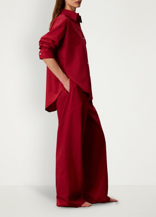 Calvin Klein Pyjamatop met kraag - detail 3 donkerrood