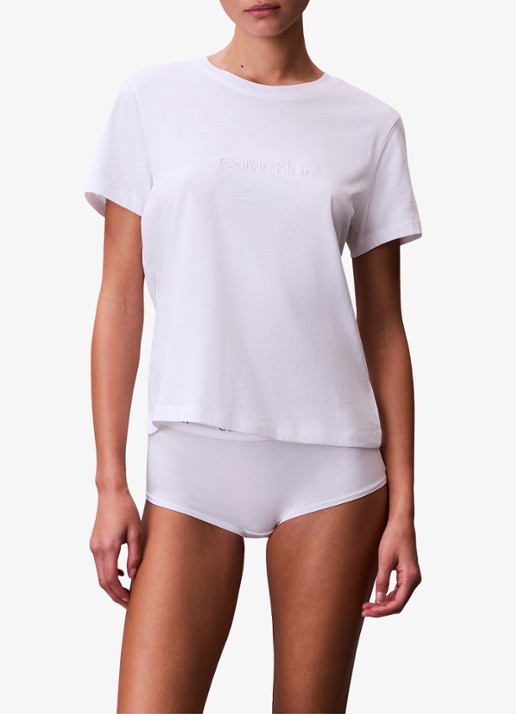 Calvin Klein Pyjamatop met logoborduring - detail wit