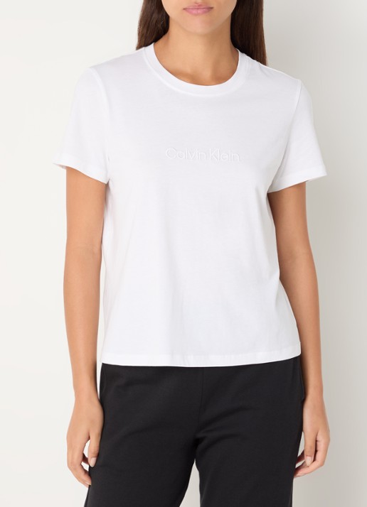 Calvin Klein Pyjamatop met logoborduring - detail 4 wit