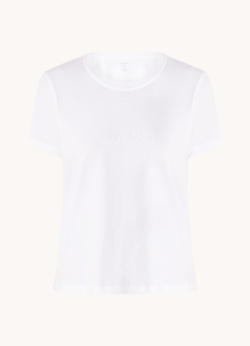 Calvin Klein Pyjamatop met logoborduring - voorkant 6 wit