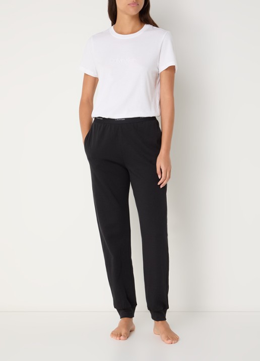 Calvin Klein Pyjamatop met logoborduring - voorkant 7 wit