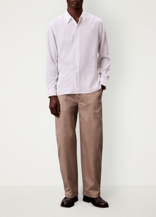 Calvin Klein Regular fit overhemd in linnenblend - voorkant 2 wit