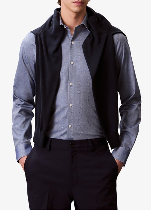 Calvin Klein Regular fit overhemd met logoborduring - detail 4 blauw