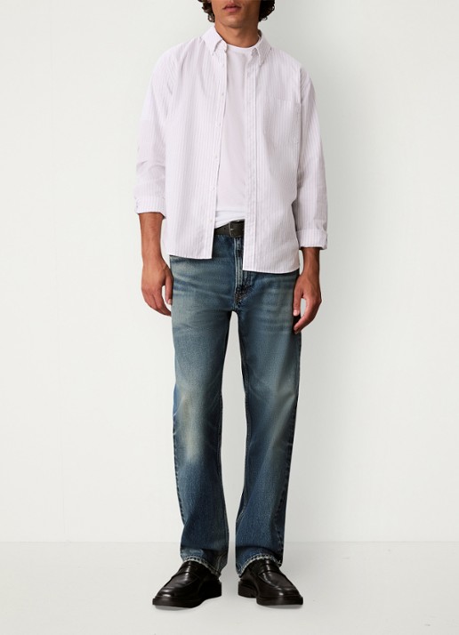 Calvin Klein Regular fit overhemd met streepprint - voorkant 3 wit