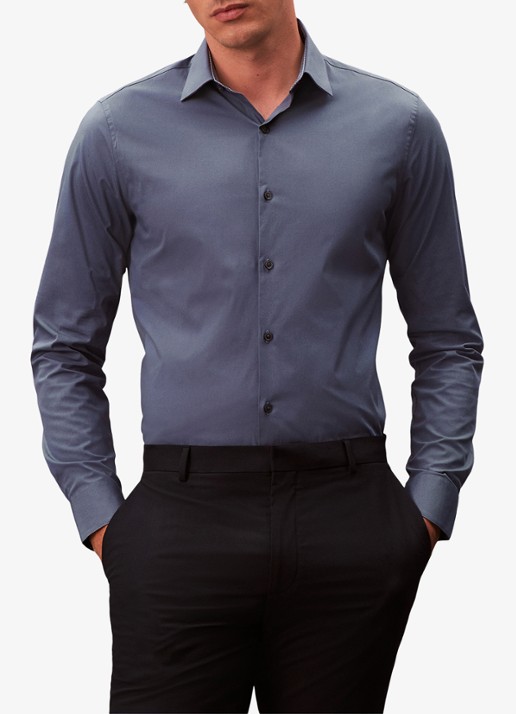 Calvin Klein Regular fit overhemd met stretch - detail blauw