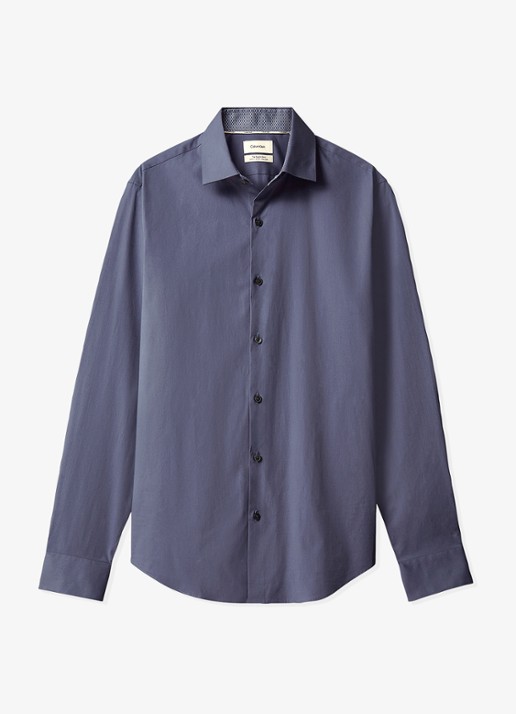 Calvin Klein Regular fit overhemd met stretch - voorkant 5 blauw