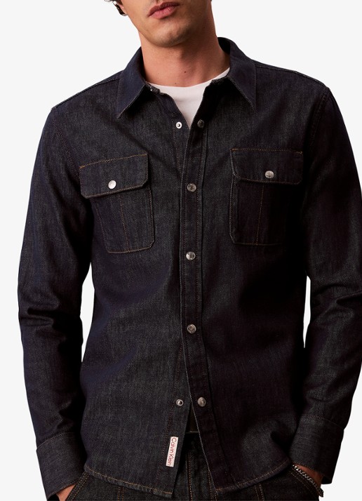 Calvin Klein Regular fit overhemd van denim - detail 6 indigo