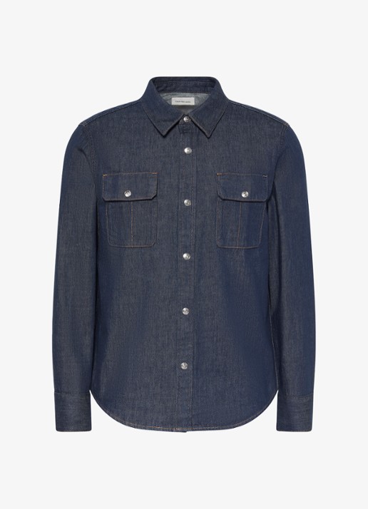 Calvin Klein Regular fit overhemd van denim - voorkant 2 indigo